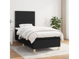 Vidaxl Cama Com Molas/colchão 80x200 Cm Tecido Preto