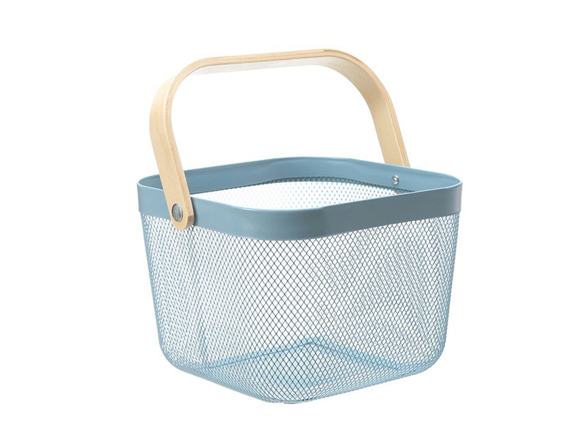Nova Line peneira de Frutas e Legumes de Metal com Alça Confortável Portátil Resistente para Cozinha Azul