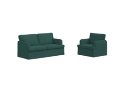 Maison Exclusive - Conjunto De Sofás 2 Unid. Verde Escuro Tecido