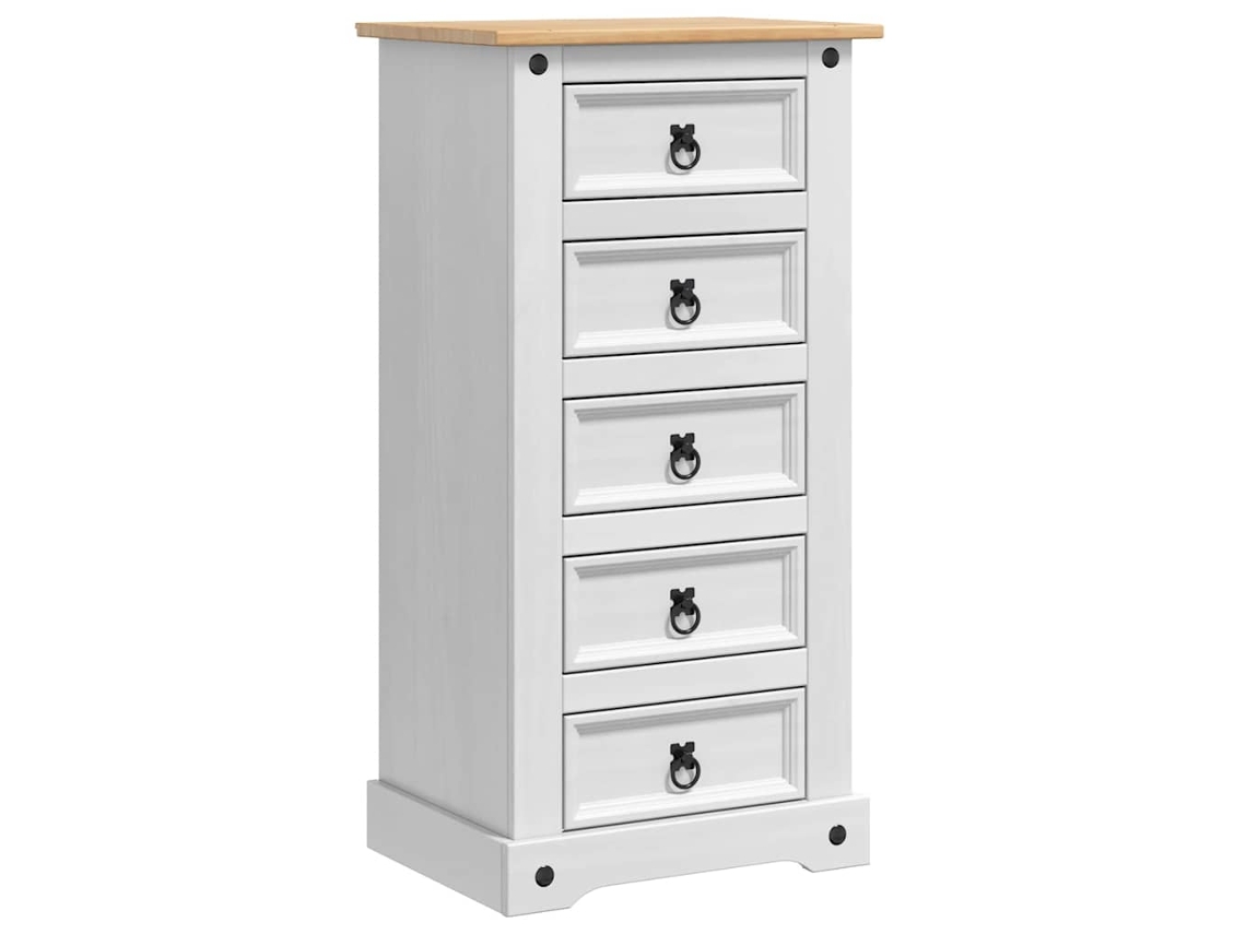 Conjunto 1 Criado-mudo Vidaxl Branco Madeira De Pinho Maciça (53 X 39 X 103 Cm)