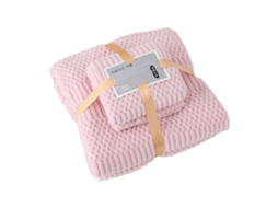Conjunto de Toalhas de Banho em Coral Fleece, Secagem Rápida, Altamente Absorventes, Macias e Confortáveis​​ para Uso Diário, Rosa BRILVIBERA