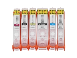 6pcs Conjunto de Cartuchos de Tinta Reutilizáveis Pgbk Bk C M Y Gy S/MARCA com Material Pp e Saída Suave