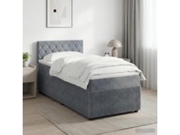 Vidaxl Cama Box Spring Com Colchão Cinzento-escuro 90 X 190 Cm Veludo
