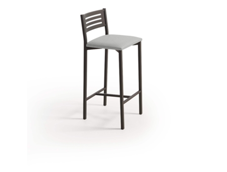 Banqueta de Cozinha Kati com Encosto Médio Preto 33x87x38cm Michigan Silver FANMUEBLES