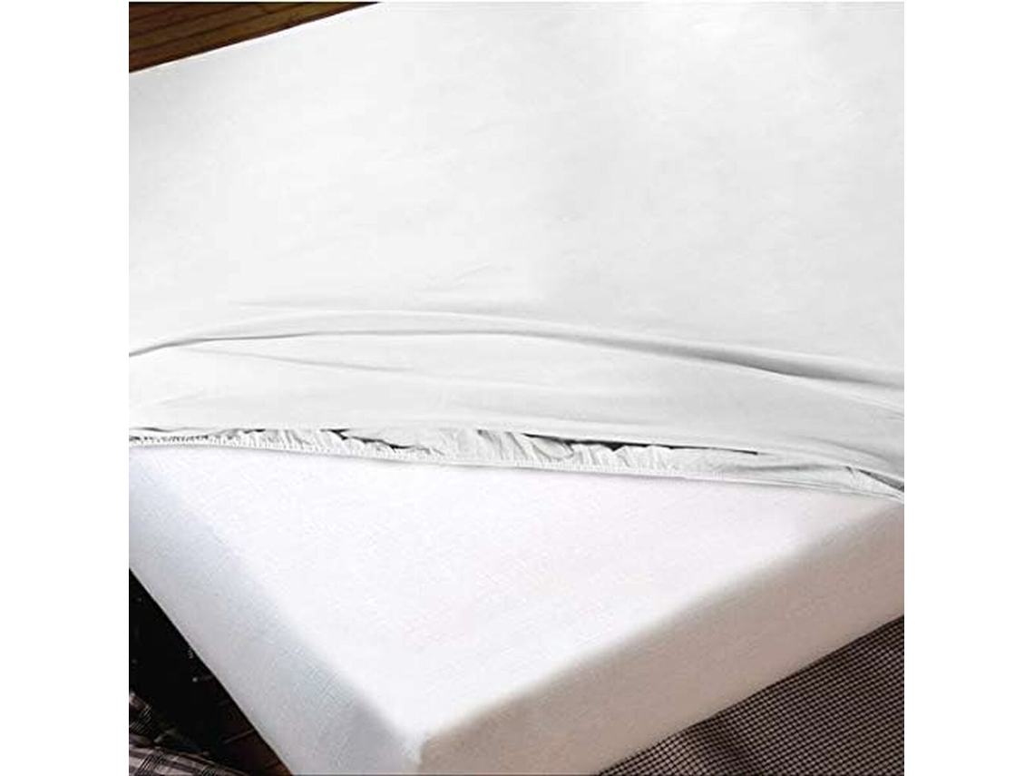 Lençol de baixo ajustável HOSTELINE IRIS (Branco - Solteiro - 100 % algodão)
