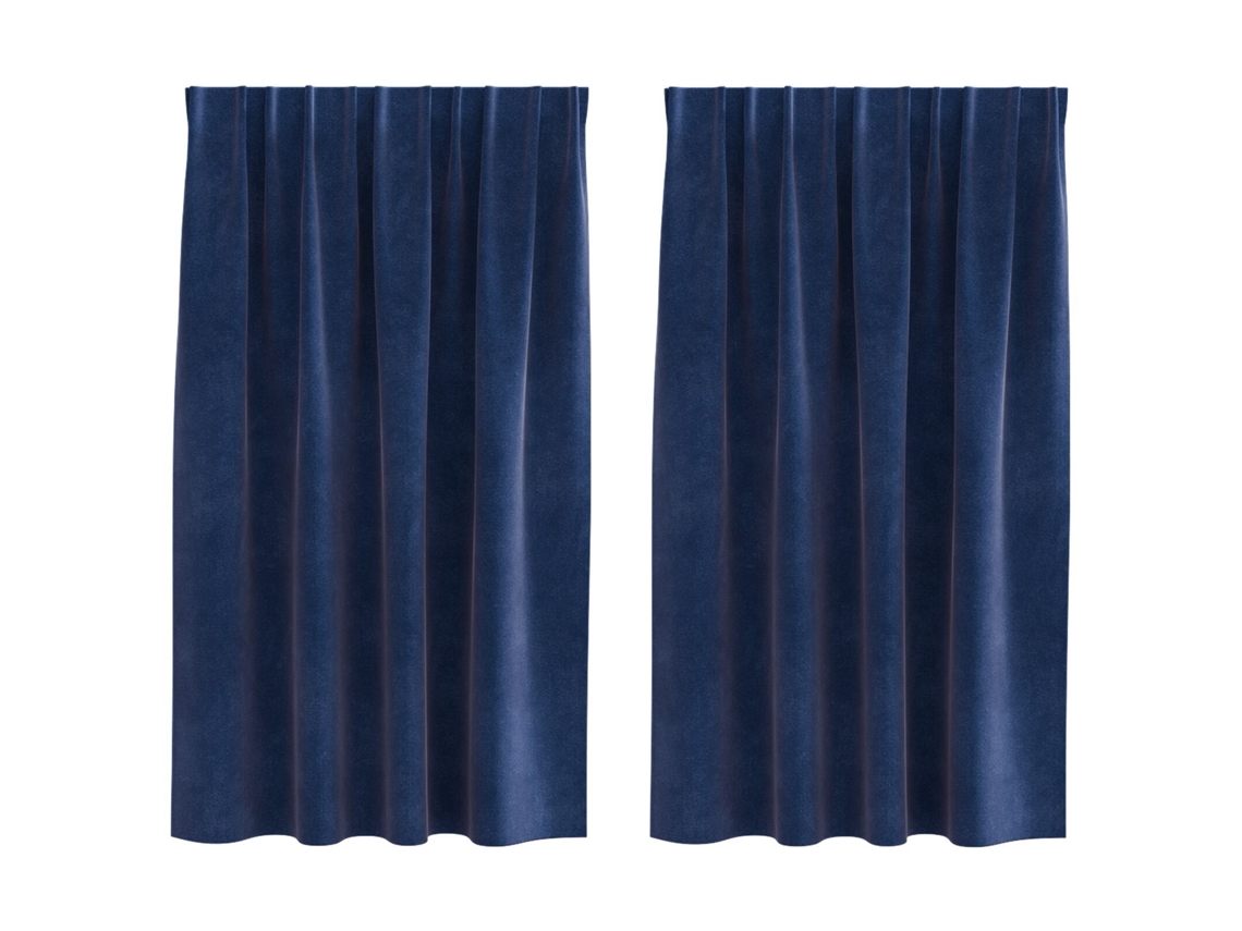 Conjunto 2 Cortinas Opacas Vidaxl Azul Veludo (140 X 140 Cm)