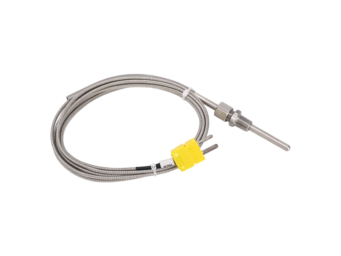 Sensor termopar tipo K, 1/8 NPT, sonda de temperatura, 80mm, 100 a 1250℃, conector amarelo