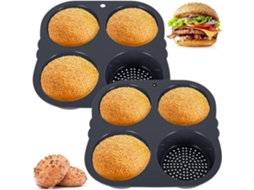 Formas de Pão de Silicone 2 Peças, Assadeiras Antiaderentes, Molde Perfurado para Hambúrguer SUNNY SPACES