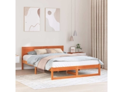 Vidaxl Estrutura da Cama com Cabeceira Marrom Cera 140 X 200 Cm