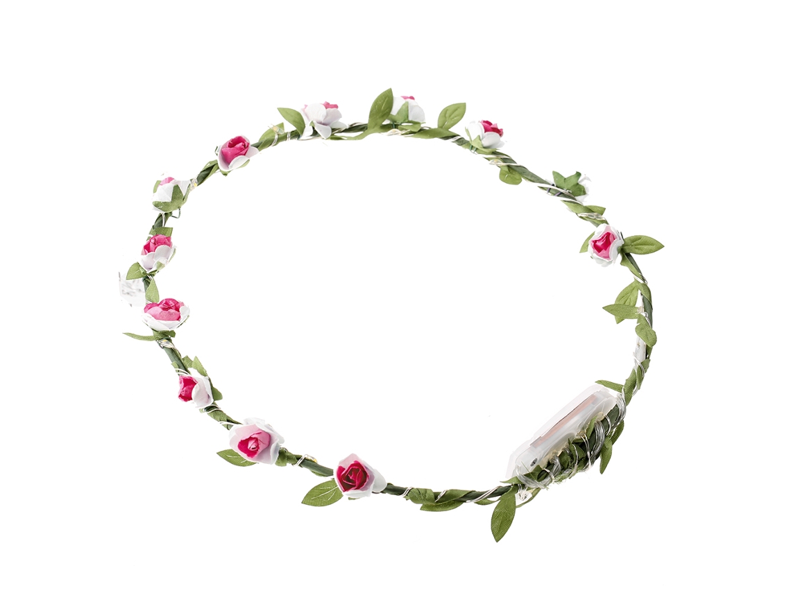 Laxiscreed Coroa De Flores Com Luz Led, Rosas Vermelhas Duradouras Para Cabelo, Estilosa E Elegante