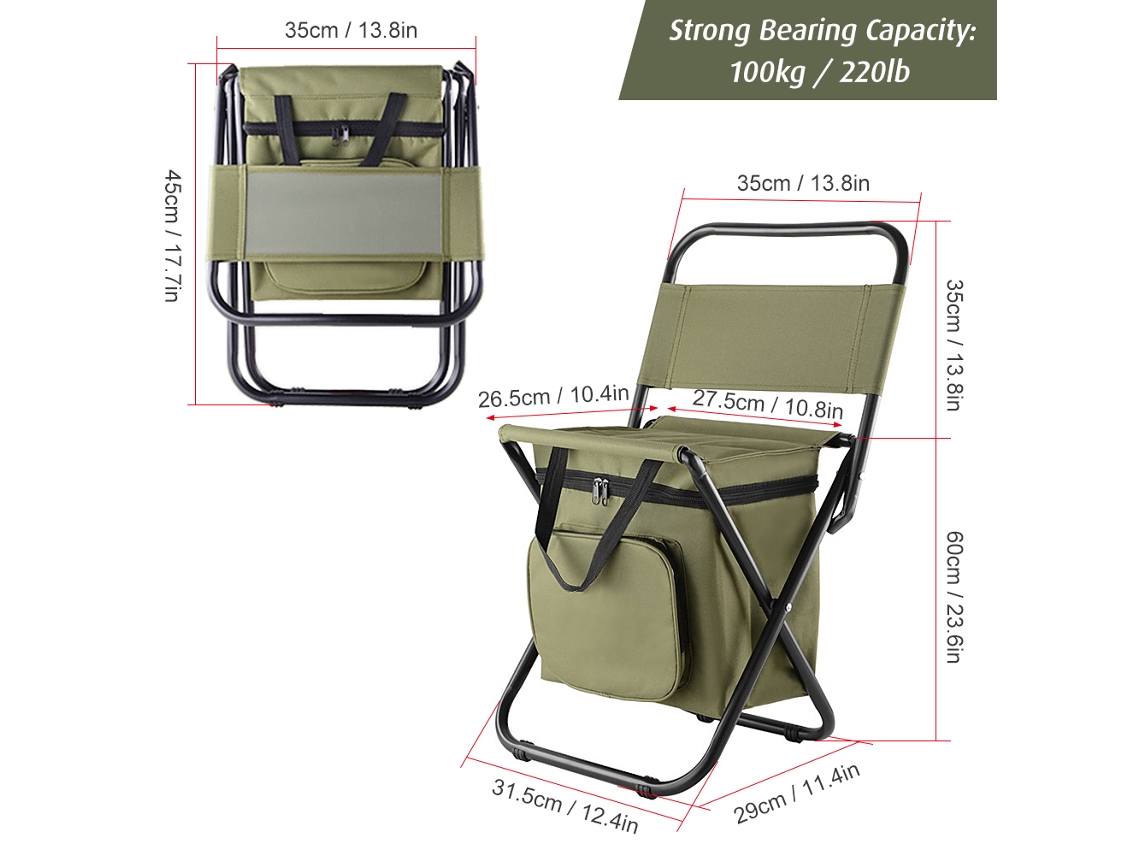 Cadeira de Acampamento Plegável com Bolsa de Frio