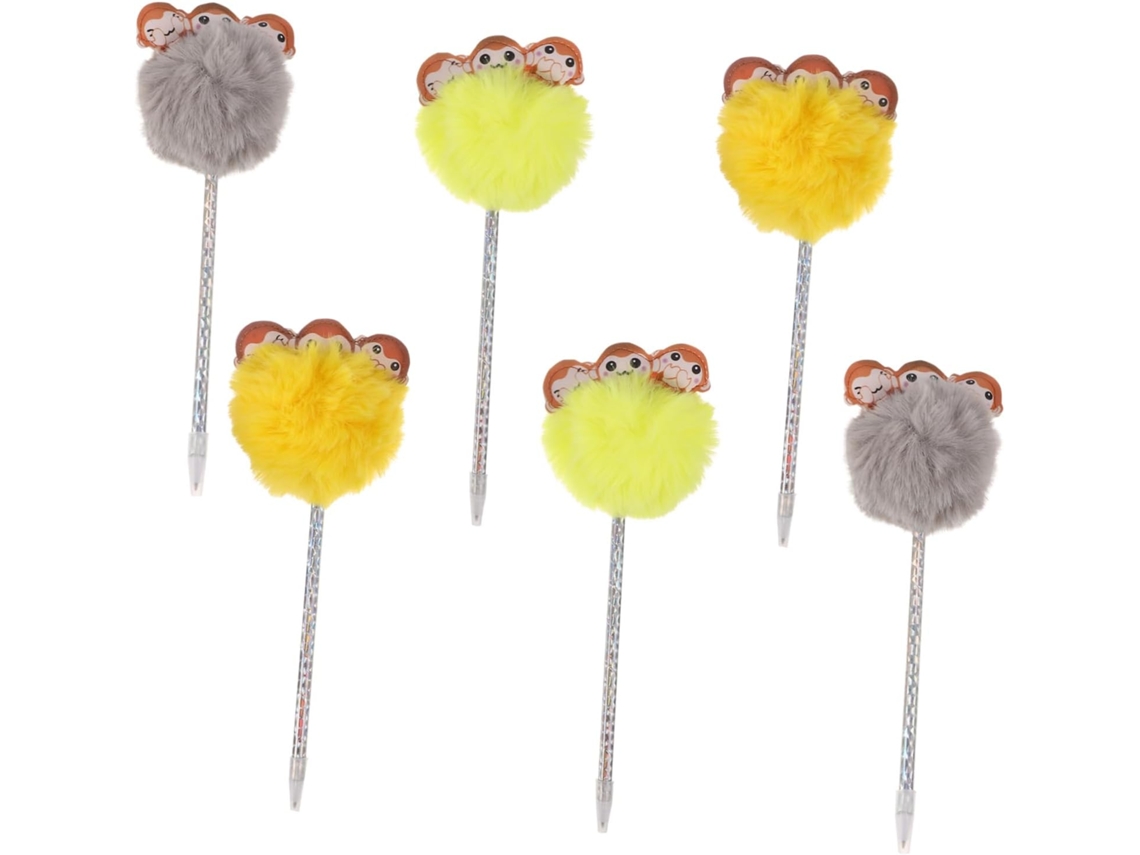 Conjunto De 6 Canetas Gel Pelúcia Nuobesty Com Cabeças Macaco, 8 Cm,
