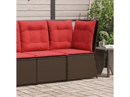 Vidaxl Sofá De Canto Para Jardim Com Almofadas, Em Rattan Sintético Marrom