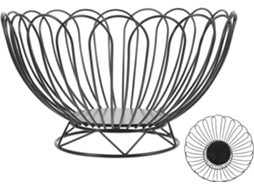 Elegante Fruteira De Ferro Preto Com Base Larga Em Formato De Anel