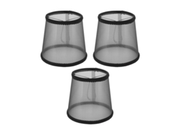 Conjunto de 3 Abajur E14 Estilo Moderno Tecido Preto Transparente para Quarto Mesa S/MARCA
