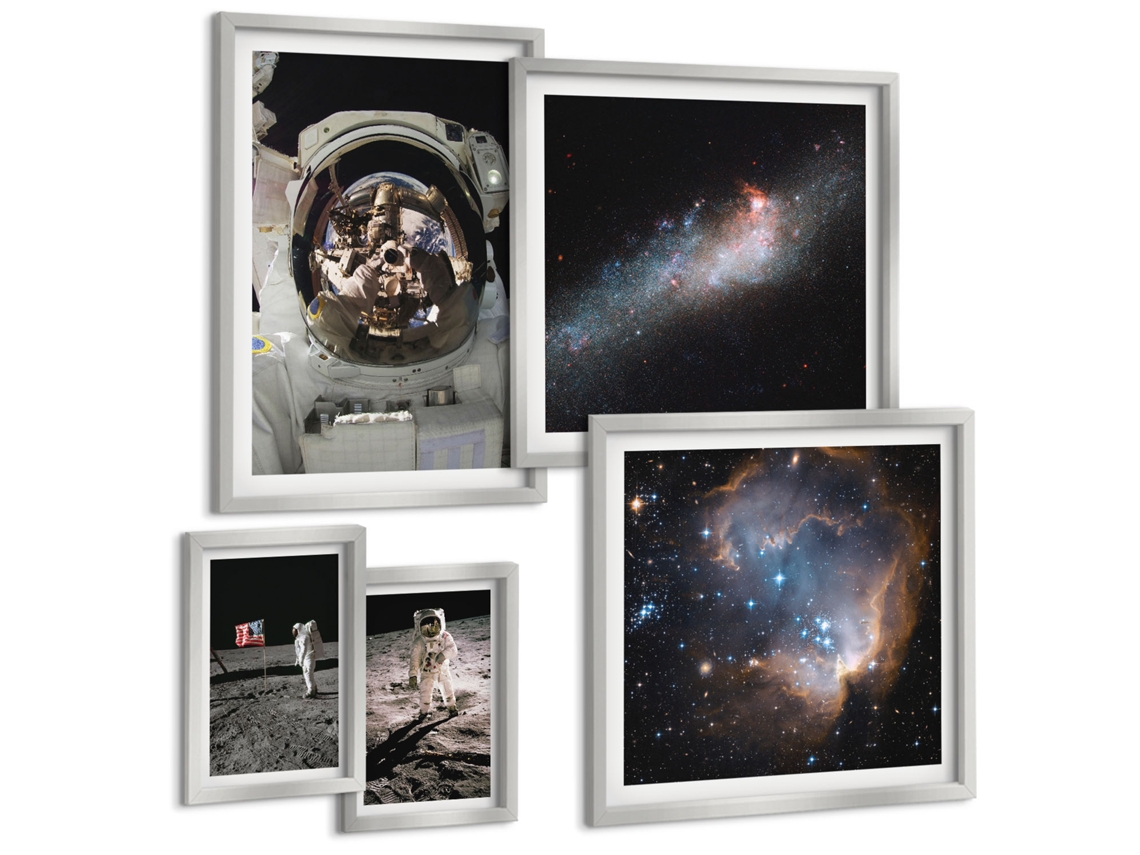 Conjunto De Pinturas Pouso De Astronautas Na Lua Espelharte (5 Peças)