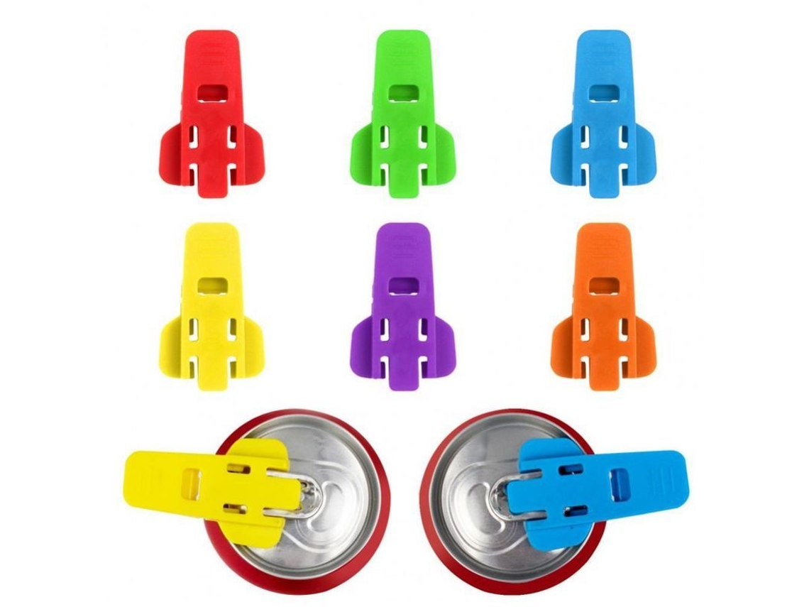 Abridor de latas manual 2026, conjunto de 6 peças, design ergonômico e portátil, multicolorido, para latas de bebidas.
