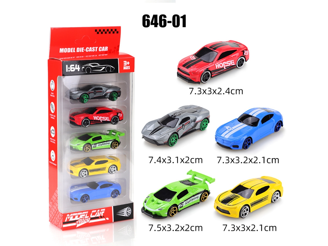 Miniaturas de Carros Deslizantes em Escala 1/64, Brinquedos Infantis MDUG (5 Carros)