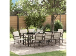 Vidaxl Conjunto De Jantar Para Jardim 9 Unid. Castanho Vime Pe