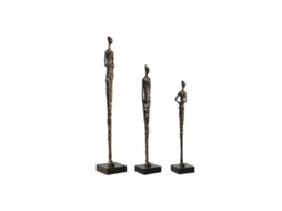 Figura Decorativa HOME ESPRIT Preto Cinzento escuro Moderno Pessoas 11,5 x 11,5 x 70 cm