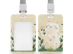 Porta Crachá De Identificação Com Estampa Gato E Flores, Personalizável, À Prova D Água, Ideal Funcionários De