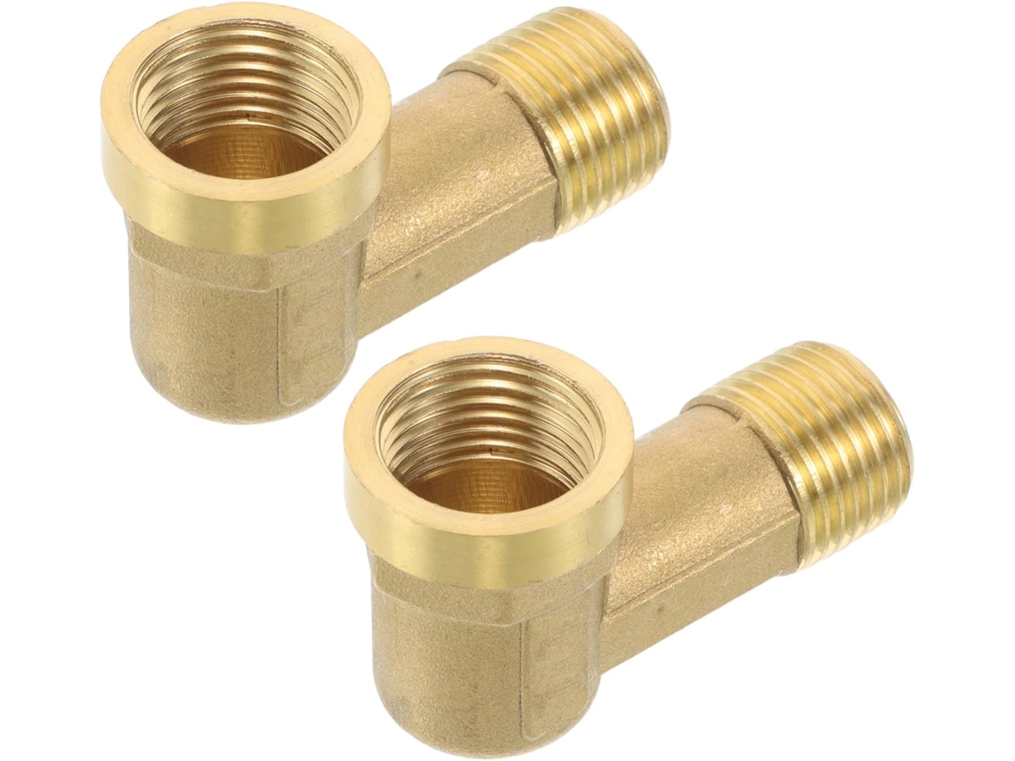 Conjunto De 2 Cotovelos Latão Prolongados Com Rosca Dupla Externa,