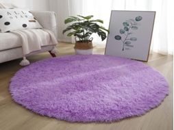Lurelia Tapete Redondo Infantil Antiderrapante Lavável Macio Roxo 60 Cm Sala Quarto