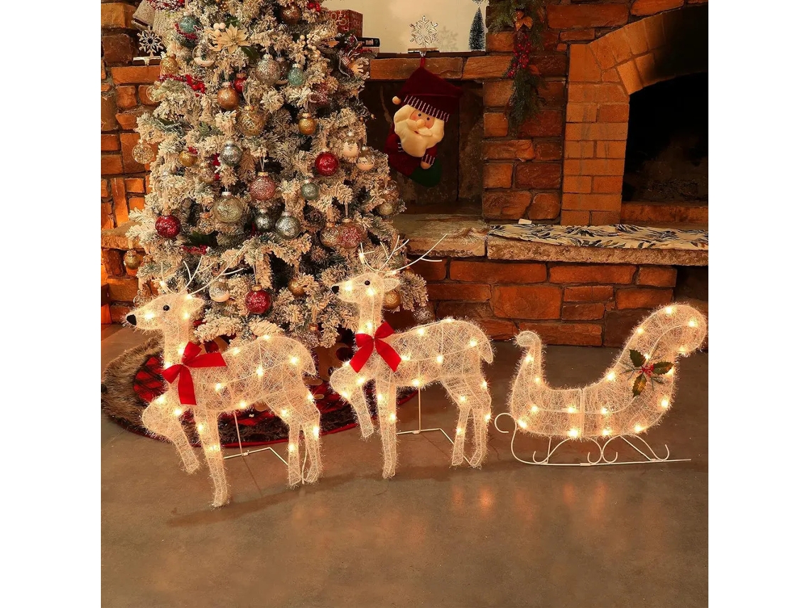 . Pacote De 3 Para Decorações De Trenó E Renas De Natal.