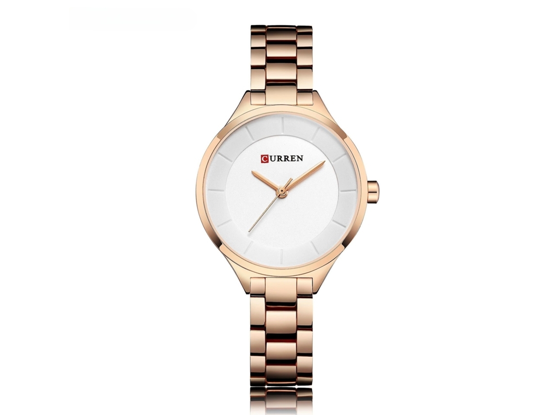 Relógios de Moda Feminina com Bracelete de Aço Inoxidável Relógio de Quartzo À Prova de Água para Mulher Concha Rosa Branca