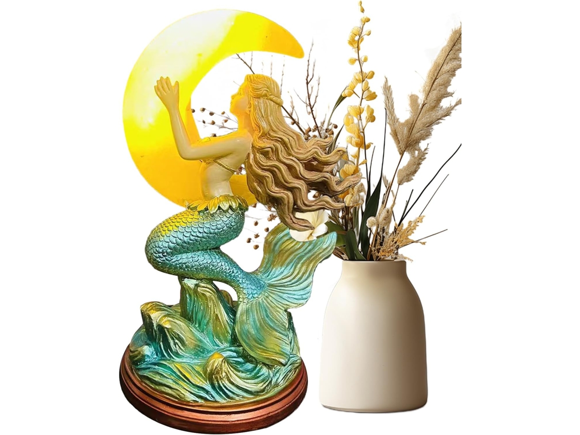 Abajur Sereia Em Resina Com Controle Touch - Ornamento