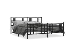 Bed Frame, Bed Frames Vidaxl Preto Aço (200 X 200 Cm)