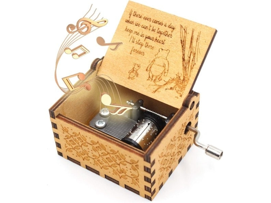 Caixa de Madeira com Música do Ursinho Pooh, Presente para Amigos e Natal, 1 Conjunto Perfeito AQUAFORGE
