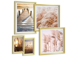 Pinturas Murais Modernas Texturas De Aquarela Em Tons Pastel Quentes Moldura Prateada Quadros Para A Sala De Estar Espelharte (conjunto De 5 Imagens)