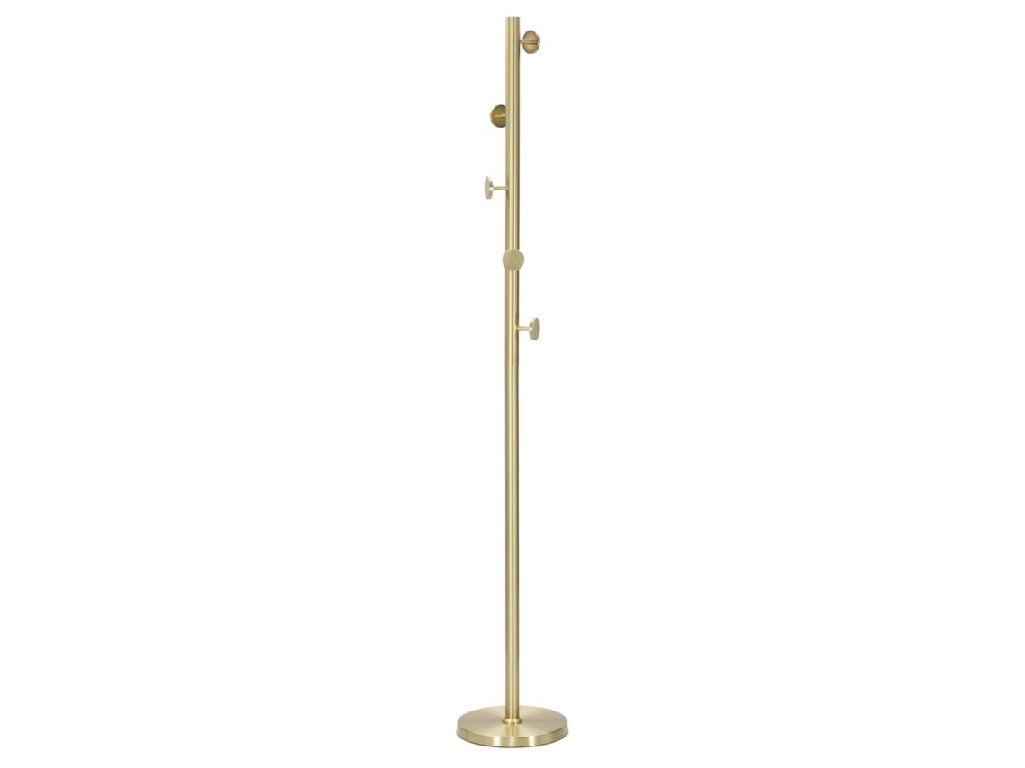 Cabideiro De Chão Dourado Glamoroso - Suporte De Metal Dourado Com 5 Puxadores, Altura 190 Cm - Design Moderno E Elegante