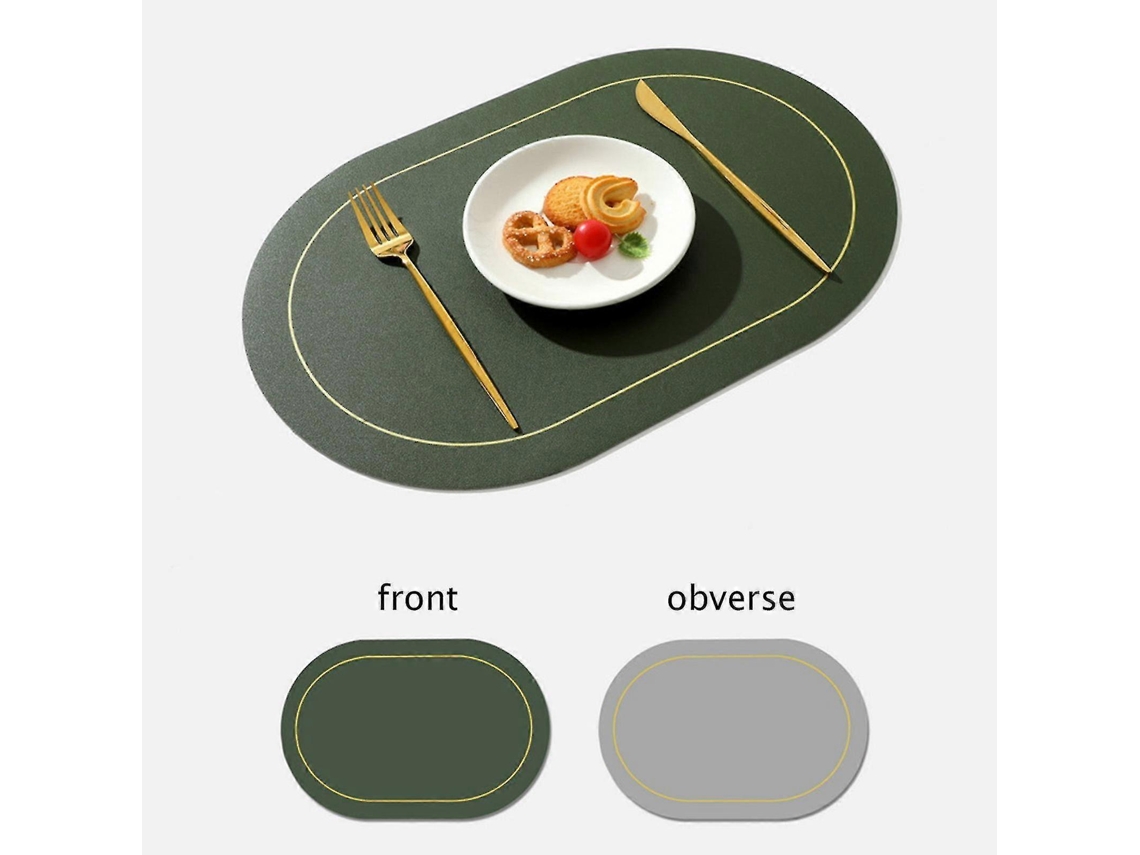 Tapete De Mesa Em Couro Bicolor Antiderrapante E Impermeável Verde Proteja Sua Mesa Com Estilo E Funcionalidade. Olysi Shop