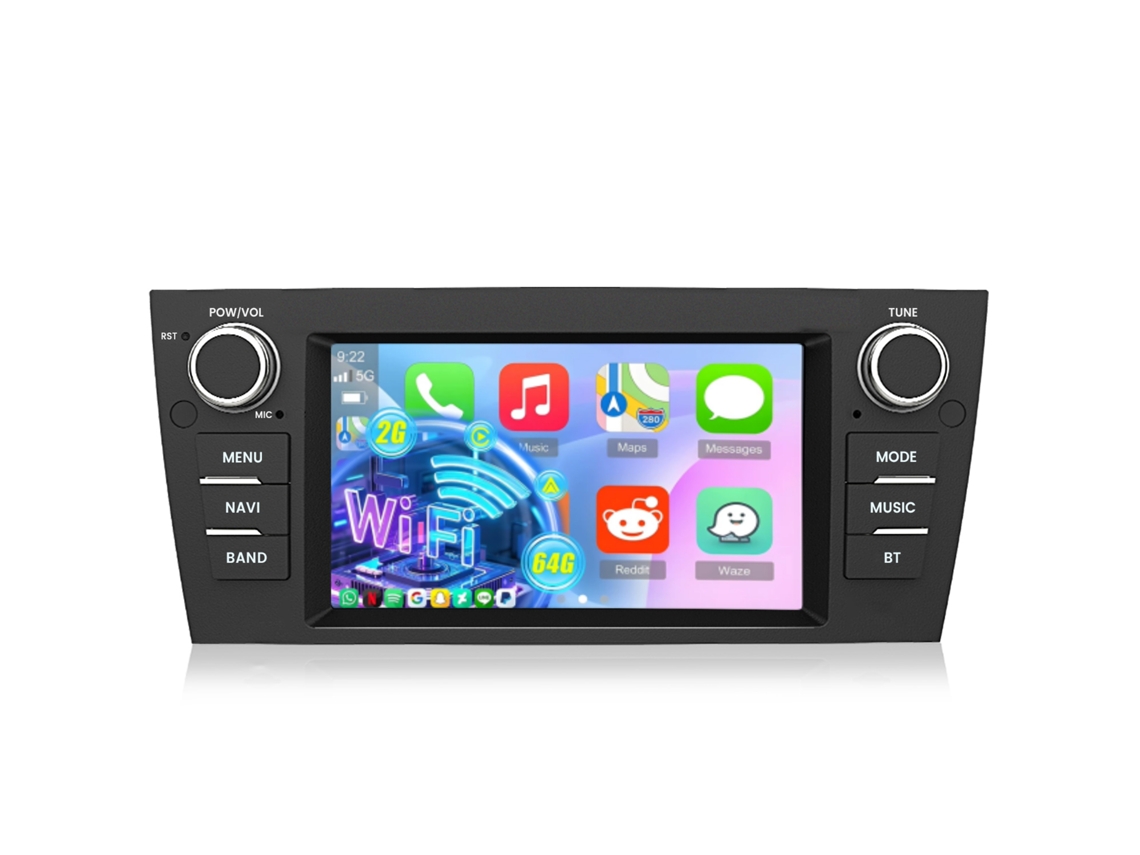 Autorádio HEXINEX 7 Polegadas para Bmw E90 91 92 93 2005 2011, Carplay/android Auto Sem Fios, Bluetooth, Gps, 264gb