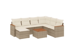 Conjunto de 8 Sofás para Jardim com Almofadões Vime Pe Bege MAISON EXCLUSIVE (8 pcs)