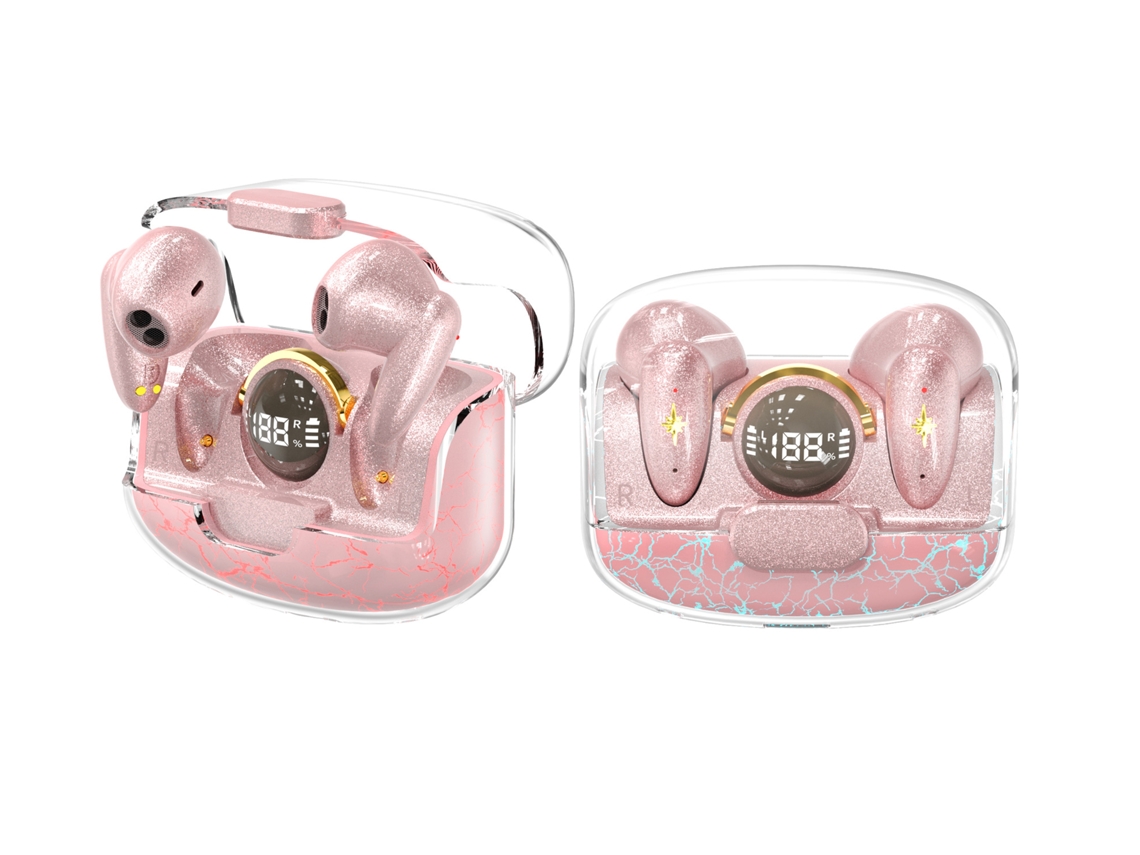 Auriculares Bluetooth True Wireless SENLIN Binaural Tws para Gaming com Display Digital de Baixa Latência Rosa