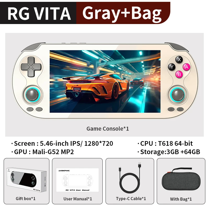 128g bolsa Cinza Rg Vitaconsola de Jogos Rg Vita / Rg Vita Pro com Suporte Ia MDUG (jogos 4k)