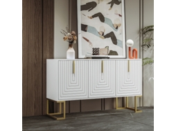 Sideboard Moderno LYYTUNG 3 Portas com Prateleiras Ajustáveis e Puxadores em Metal para Sala de Jantar e Cozinha