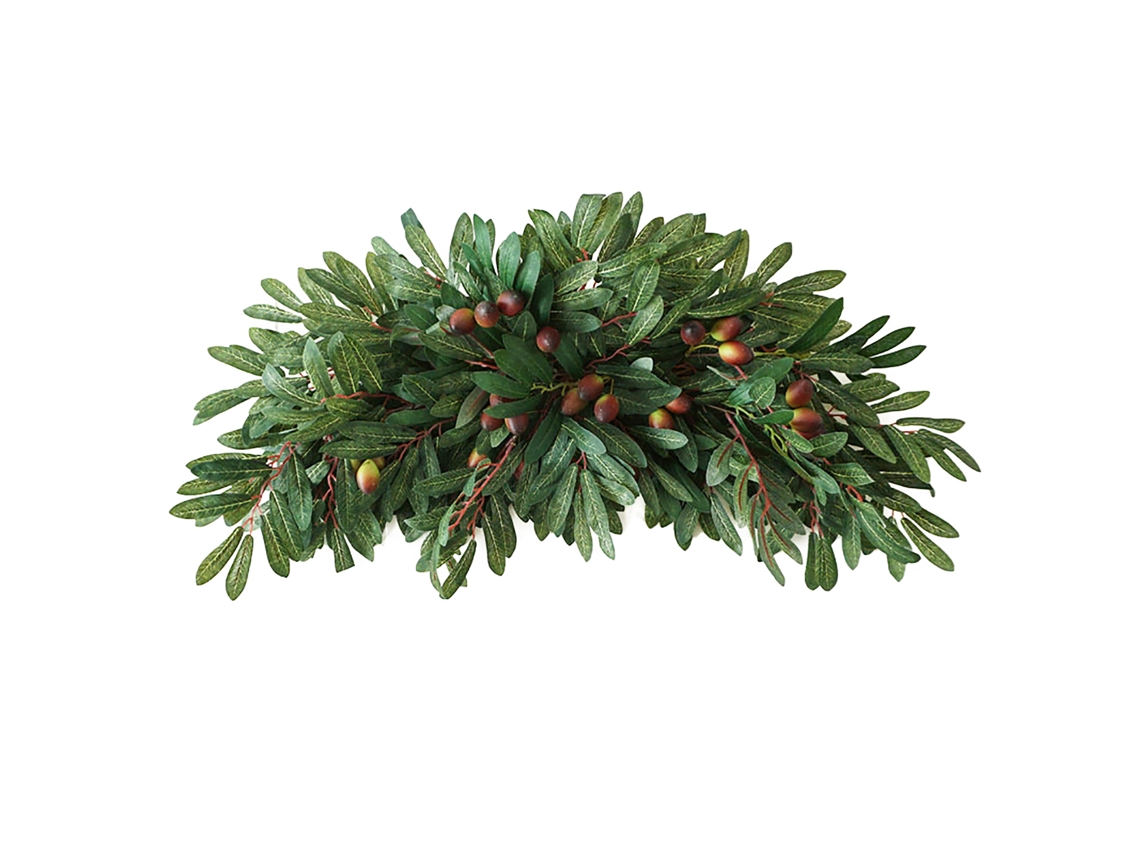 Decoração de Porta Mesa Jantar com Folhas de Oliveira