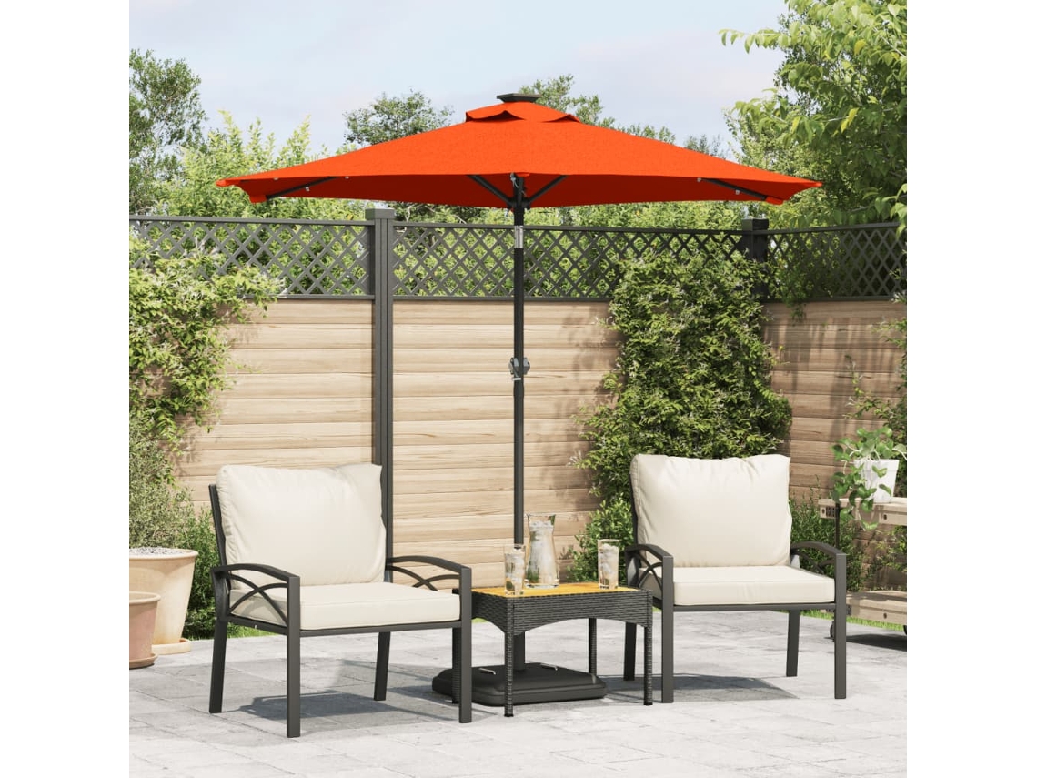 Vidaxl Guarda-sol Jardim C/leds E Poste De Aço 225x225x212cm Terracota