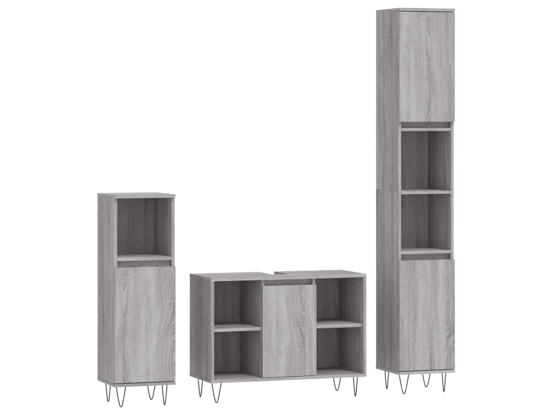 Bathroom Furniture Set, Bathroom Furniture Sets Vidaxl Cinzeto Madeira Processada (n/a)