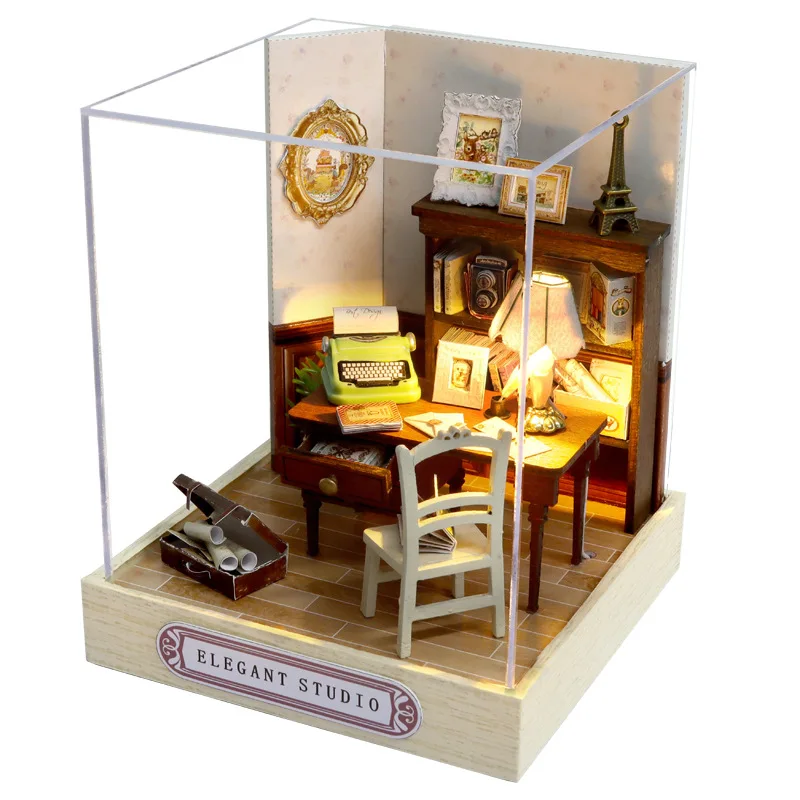 Casa de Bonecas em Miniatura 3d de Madeira para Montar, Artesanato Criativo para Montar uma Casa em Miniatura. MDUG (estilo 1)