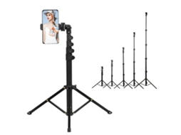 Lurelia Tripé Para Selfie Extensível, Até 160 Cm, Rotação 360°, Para Telemóvel, Em Liga De Alumínio, Preto