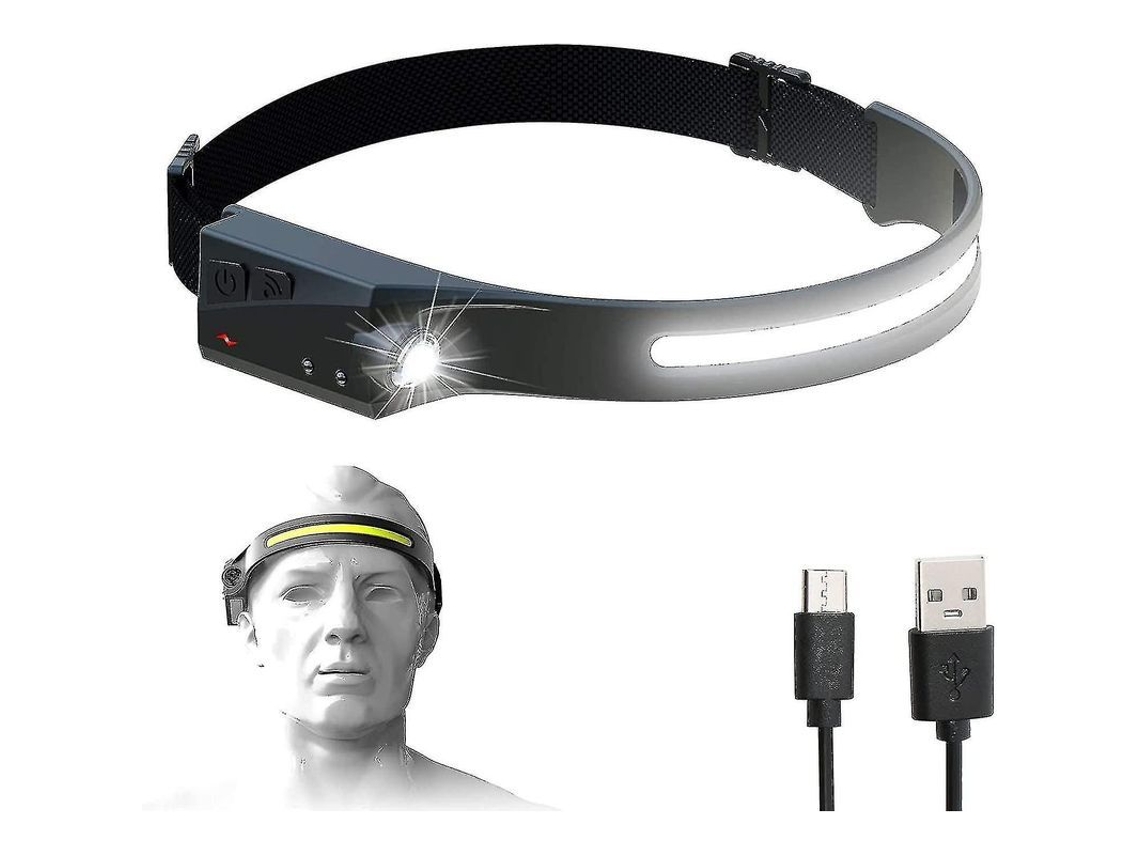 Lanterna Frontal Led Impermeável Com Sensor De Movimento 4 Modos Para Acampamento