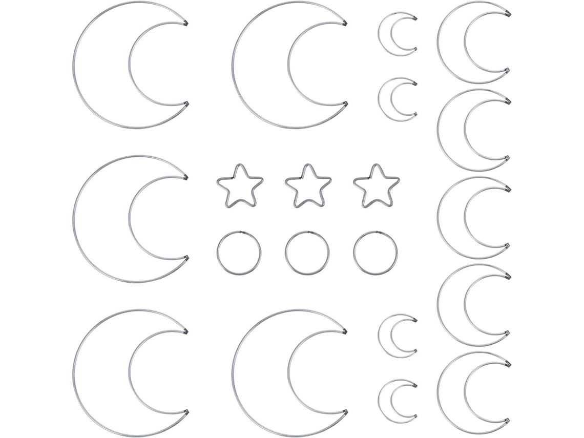 Bastidor De Macramê Com Estrelas, Lua E Círculos (20 Peças) Para Projetos Diy