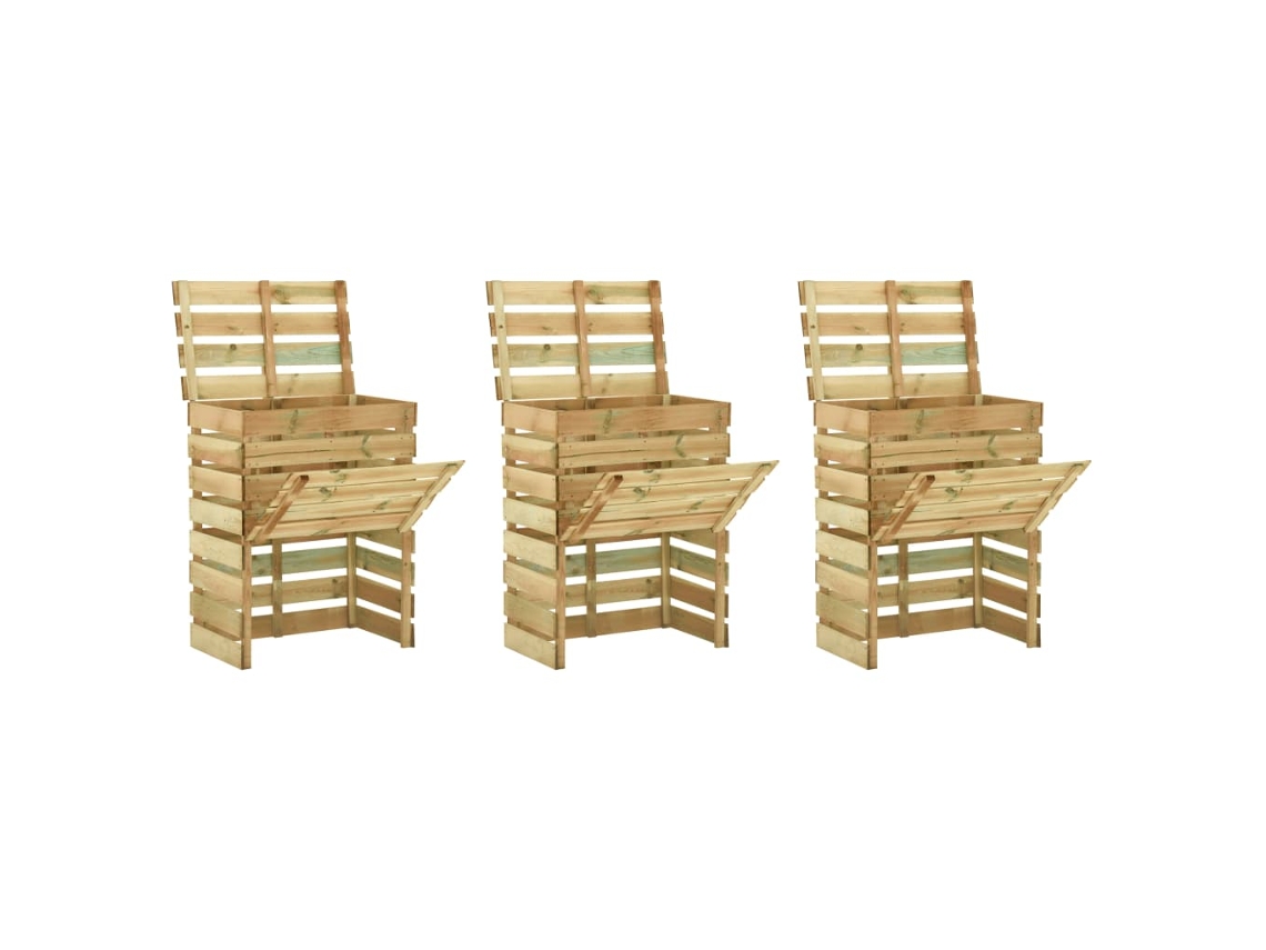 Vidaxl Caixa De Compostagem Ripada 3 Pcs 80x50x100 Cm Pinho Impregnado