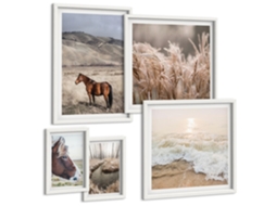 Conjunto De Pinturas Paisagens Com Cavalos E Água Espelharte (5 Peças)