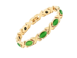 Pulseira De Cobre, Bracelete Magnética, Unissex (diamante Verde-dourado) Spqment